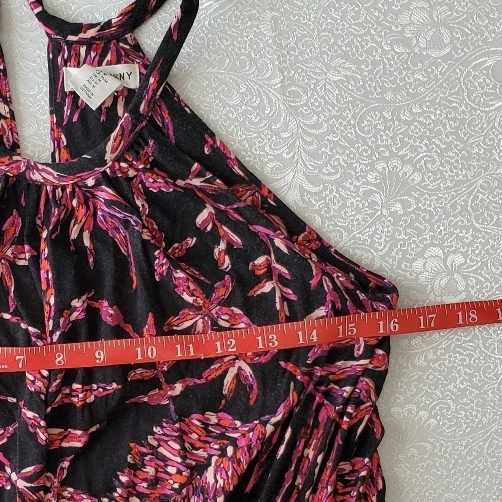 Artisan NY Dress Women's Size M Black Dark Floral Halter Racerback Shelf Bra - Picture 5 of 9